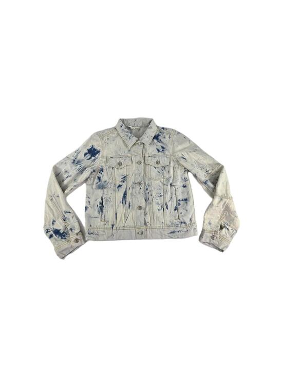 Free People Jackets & Blazers - Free People Rumors Jeans Jacket Size L Blue Tie Dye Denim Button Moto Jackets